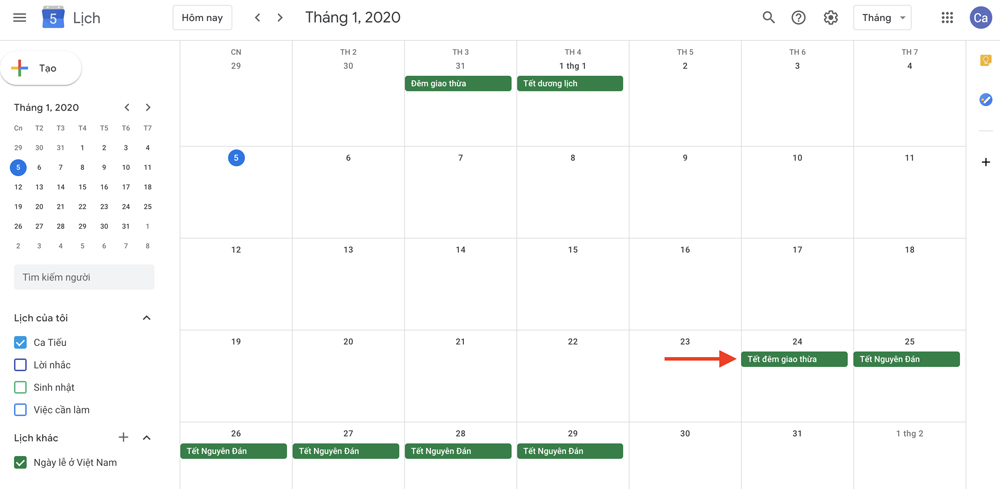 Cách xem lịch âm và các ngày lễ ở Việt Nam từ Google Calendar