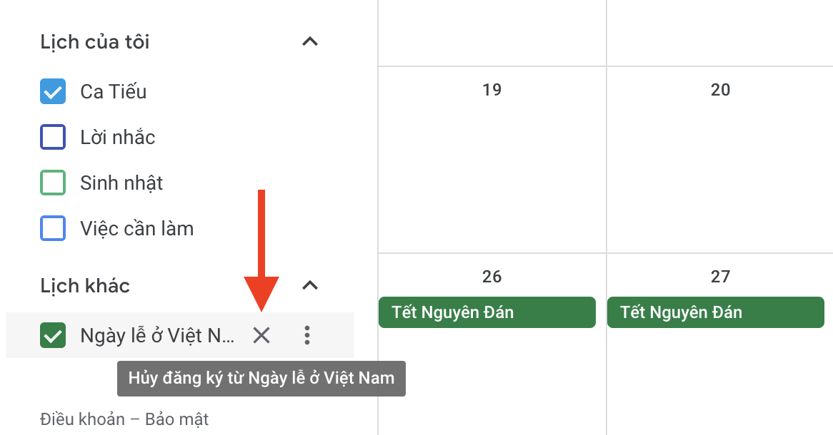 Cách xem lịch âm và các ngày lễ ở Việt Nam từ Google Calendar