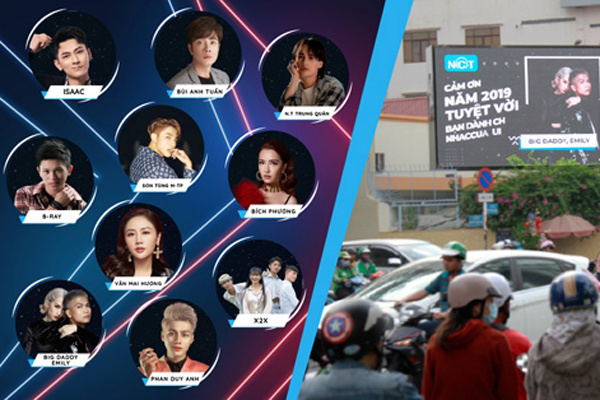 NhacCuaTui tri ân 10 ca sĩ trên màn hình Led ngoài trời