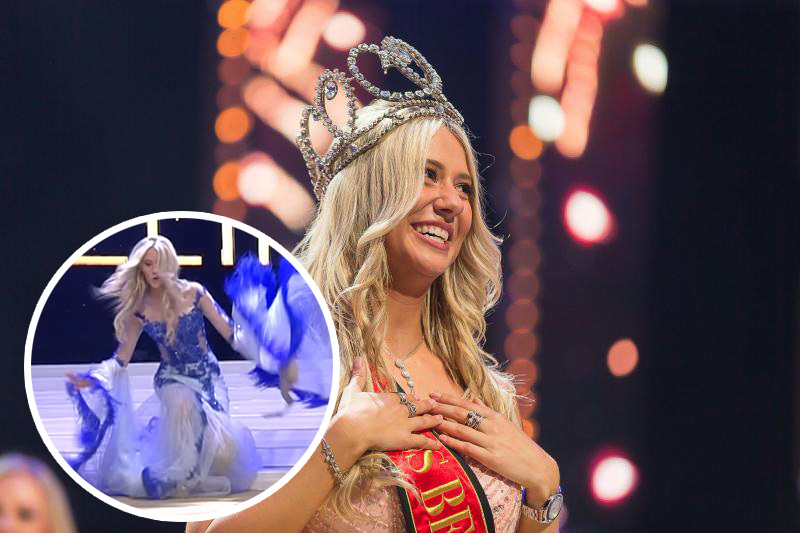 Hoa hậu Bỉ ngã rơi nội y ngay trên sân khấu