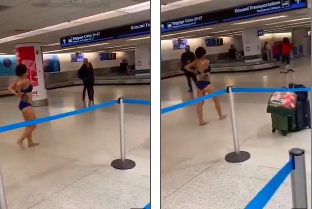 Một phụ nữ bất ngờ thoát y giữa sân bay