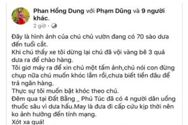 Người phụ nữ ở Gia Lai tung tin 4 người tự tử trên Facebook để bán dưa hấu