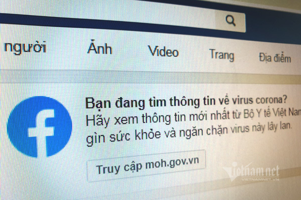 Tìm virus Corona trên Facebook, người dùng Việt Nam được chỉ tới website Bộ Y tế