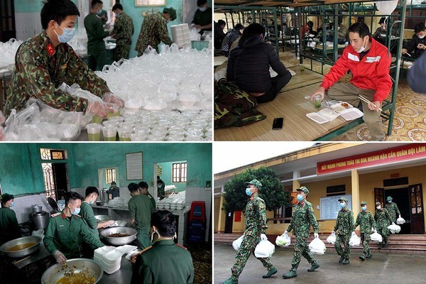 Tất bật nấu hàng trăm suất cơm trong khu cách ly ở Lạng Sơn