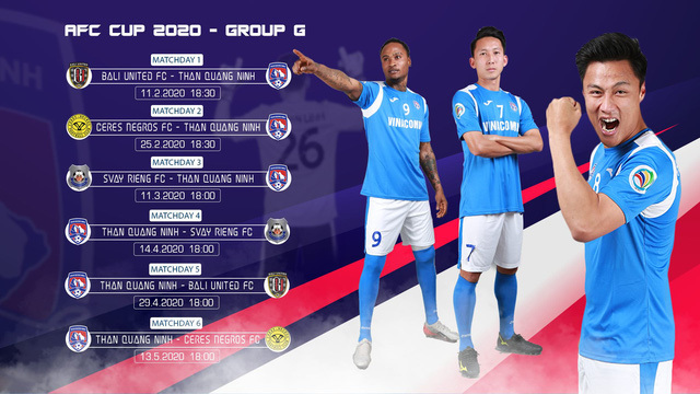 Lịch thi đấu AFC Cup 2020 của Than Quảng Ninh