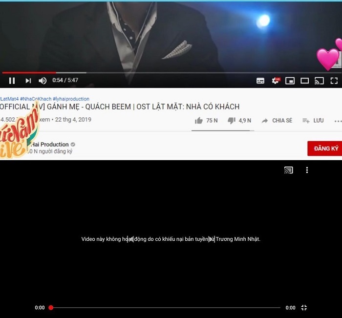 Youtube tạm khóa MV 'Gánh mẹ' vì tranh chấp bản quyền