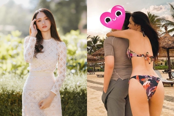 Hương Giang mặc bikini tình tứ ôm trai lạ trên bờ biển