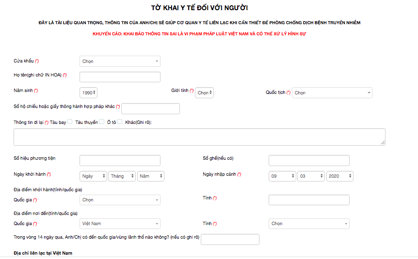 Từ 10/3, khai báo y tế tự nguyện như thế nào?
