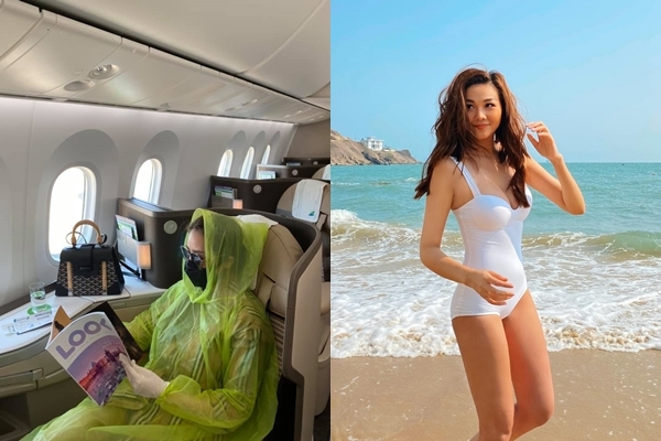 Thanh Hằng diện bikini, Quế Vân trùm áo mưa kín mít trên máy bay