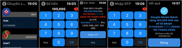 Trải nghiệm tiện ích BIDV SmartBanking trên Apple Watch