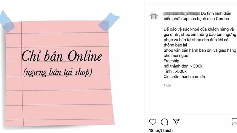 Shop thời trang cửa đóng then cài, kéo khách mua online