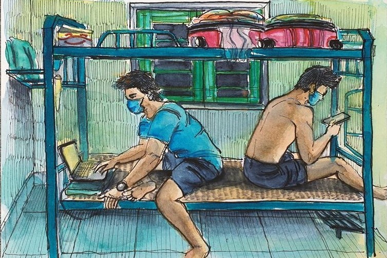 Chàng trai kể cuộc sống chân thực trong khu cách ly qua tranh vẽ