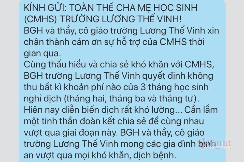 Trường không thu học phí 3 tháng, vay ngân hàng trả lương cho giáo viên