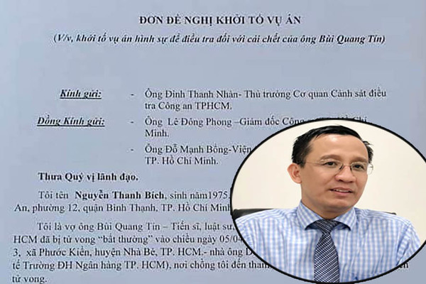 Vợ tiến sĩ Bùi Quang Tín nộp đơn đề nghị khởi tố vụ án