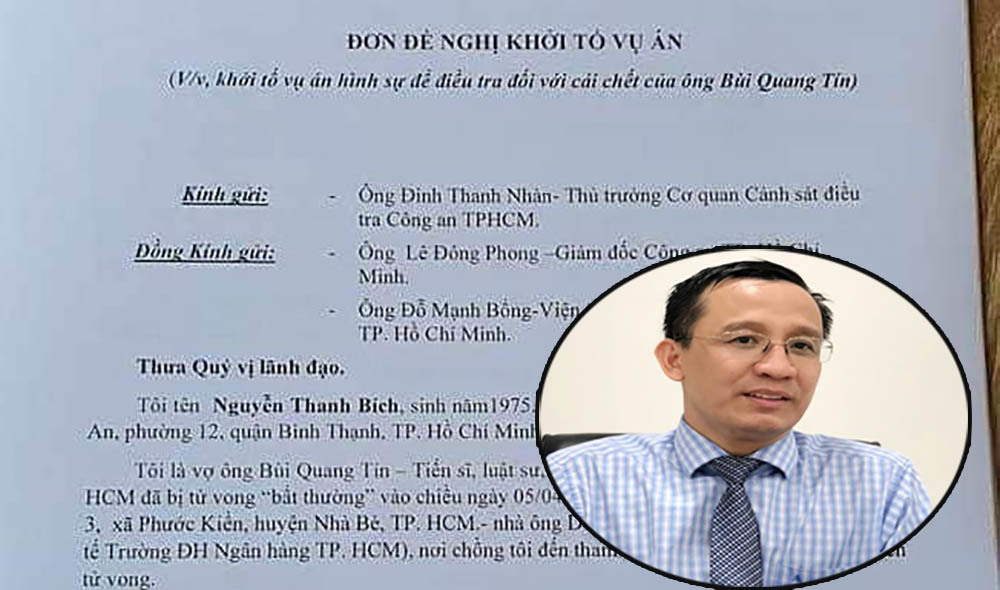 Vợ tiến sĩ Bùi Quang Tín nộp đơn đề nghị khởi tố vụ án