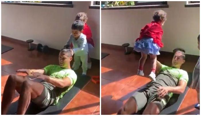 Đang tập thì bị các con phá, Ronaldo hành động khiến fan thích thú