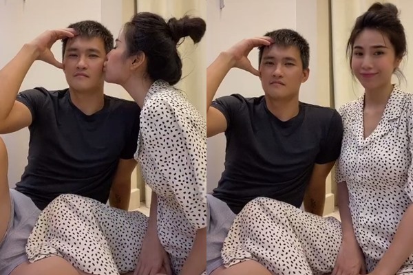 Công Vinh 'không cảm xúc' khi được Thủy Tiên hôn má