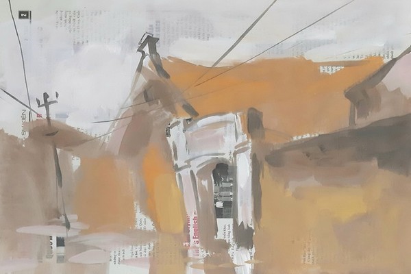 Ngôi làng 400 tuổi được tái hiện qua 50 bức tranh bột màu