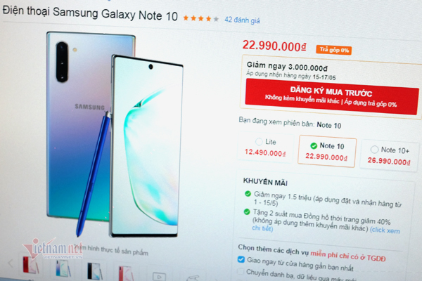 Giá Galaxy Note 10 giảm sốc, cơ hội mua máy cao cấp giá hạ