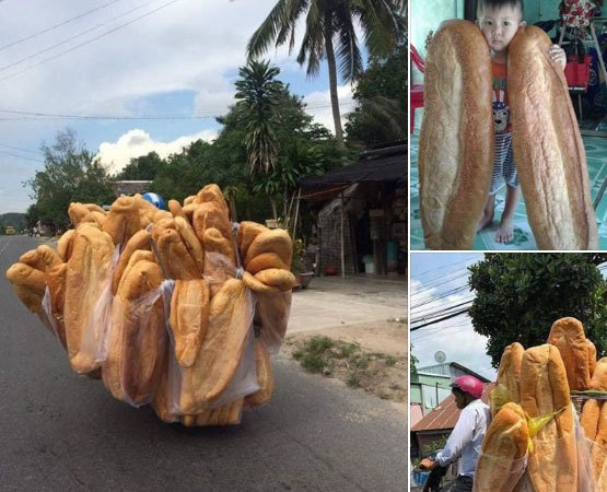 Bánh mì dài 1 m, nặng 3 kg ở An Giang gây xôn xao