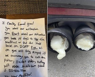 Hàng xóm lén nhét bọt xốp vào ống pô ngăn tiếng ồn từ xe Ford Mustang