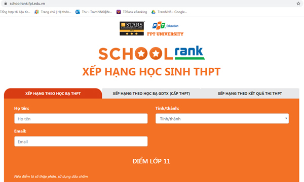 Ứng dụng xếp hạng học tập giúp sĩ tử thêm căn cứ chọn trường