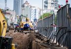 Hanoi ceramic mosaic mural partly removed for road enlargement