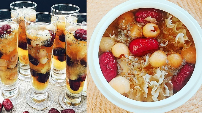 Chè nấm tuyết hạt sen táo đỏ thanh mát ngày nóng