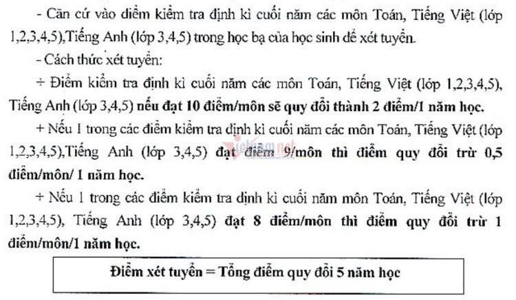 Chỉ tiêu vào lớp 6 và lịch thi trường THCS Cầu Giấy