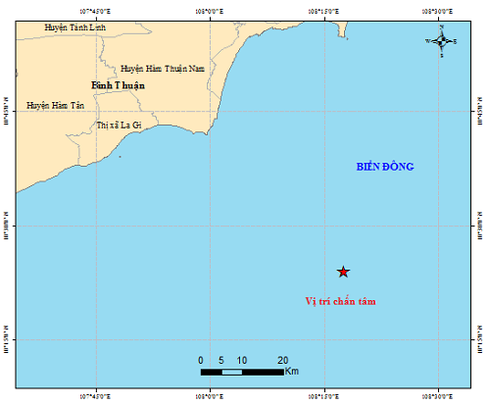 Earthquake hits off Binh Thuan coast, no tsunami warning