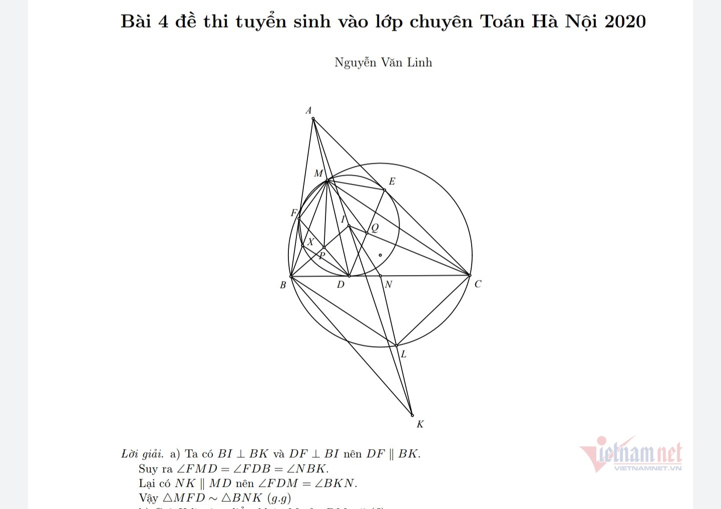 Lời giải đề Toán chuyên vào lớp 10 của Hà Nội