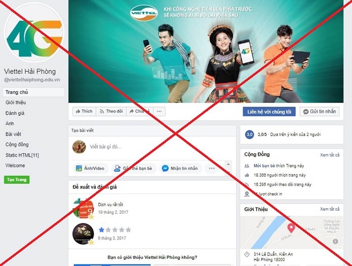 Mạo danh Viettel trên Facebook nhằm trục lợi bất chính
