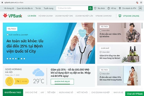 VPBank ra mắt website phong cách thương mại điện tích hợp trí tuệ nhân tạo