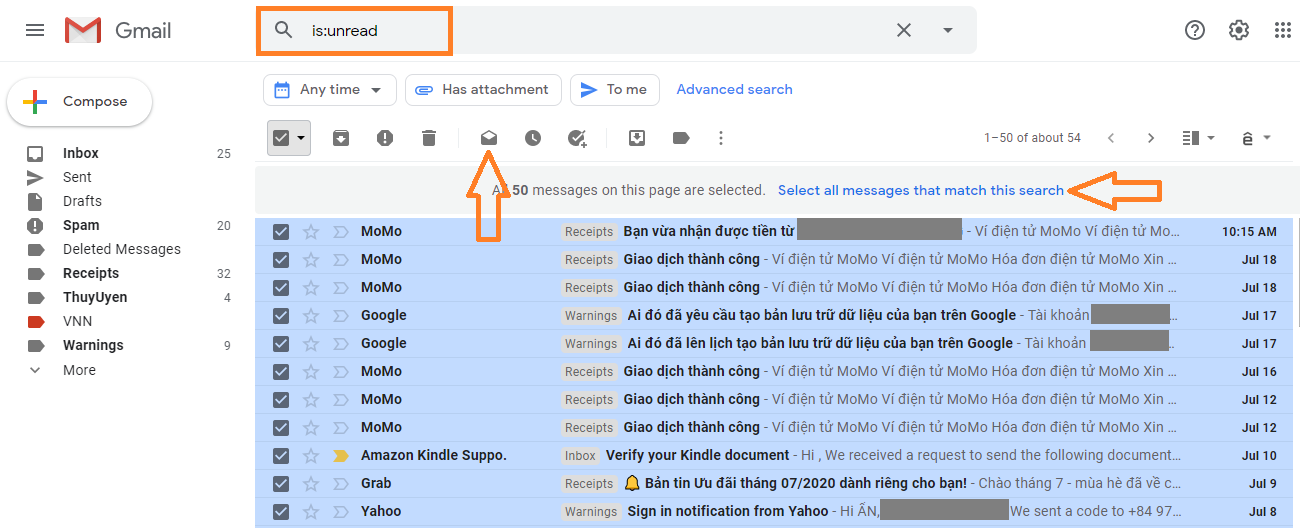 Cách đánh dấu tất cả thư Gmail là đã đọc