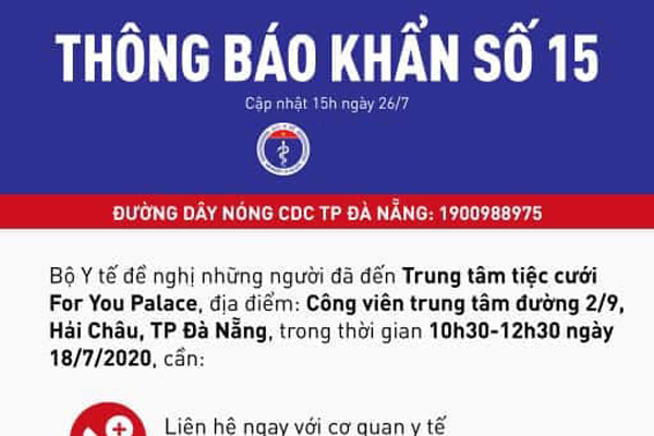 Thông báo khẩn tìm người đến tiệc cưới ở Đà Nẵng