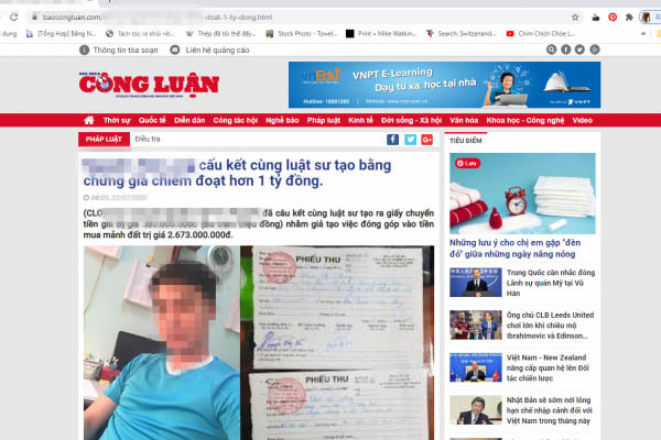 Phát hiện trang giả mạo báo điện tử của báo Nhà báo và Công luận