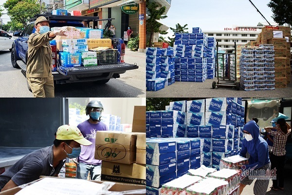 Xe nối đuôi nhau, 'núi' hàng chất đống ủng hộ y bác sĩ Đà Nẵng