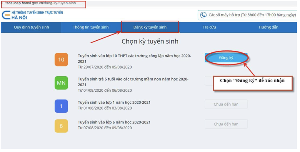Xác nhận nhập học trực tuyến vào lớp 10 tại Hà Nội