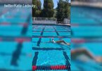 Video vận động viên Olympic giữ thăng bằng ly sữa trên đầu khi bơi