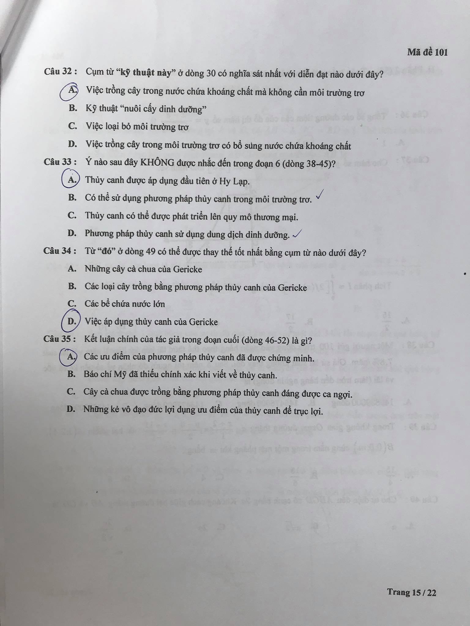 Đề kiểm tra tư duy của Trường ĐH Bách khoa Hà Nội