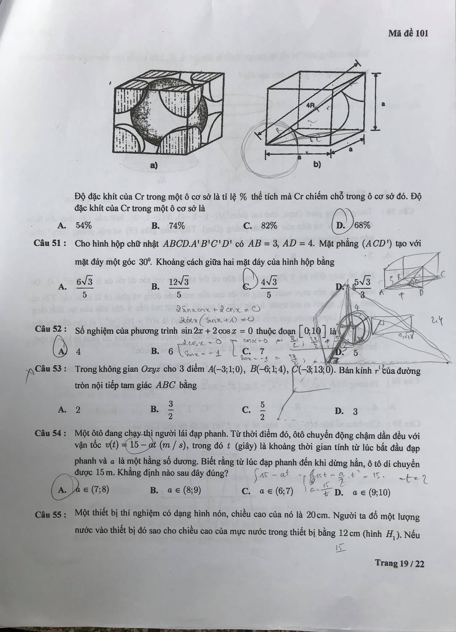 Đề kiểm tra tư duy của Trường ĐH Bách khoa Hà Nội