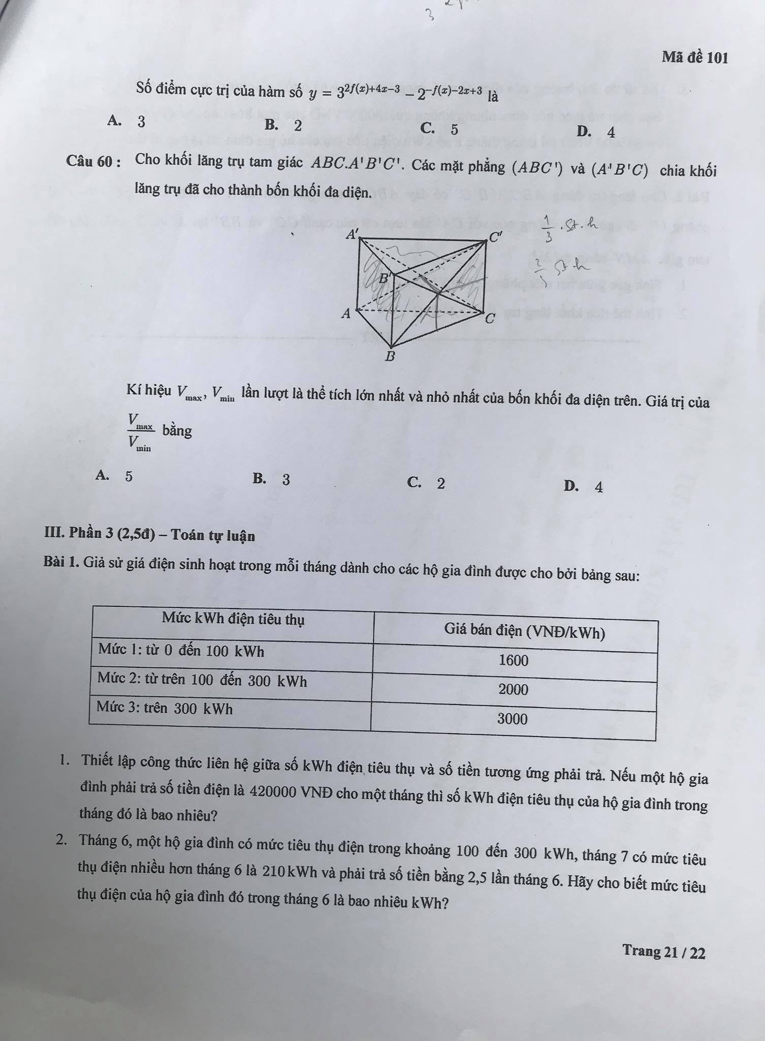 Đề kiểm tra tư duy của Trường ĐH Bách khoa Hà Nội