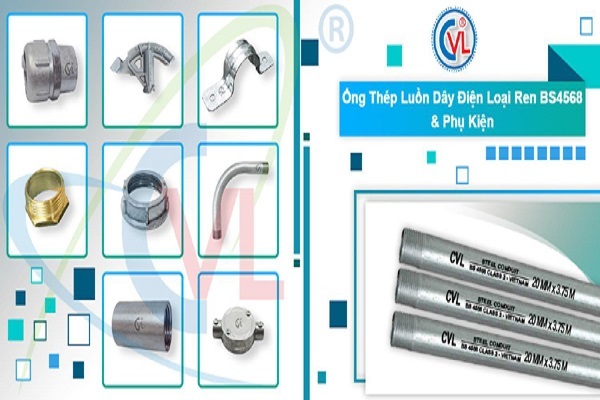 Cát Vạn Lợi sản xuất ống thép luồn dây điện ren hợp chuẩn BS4568