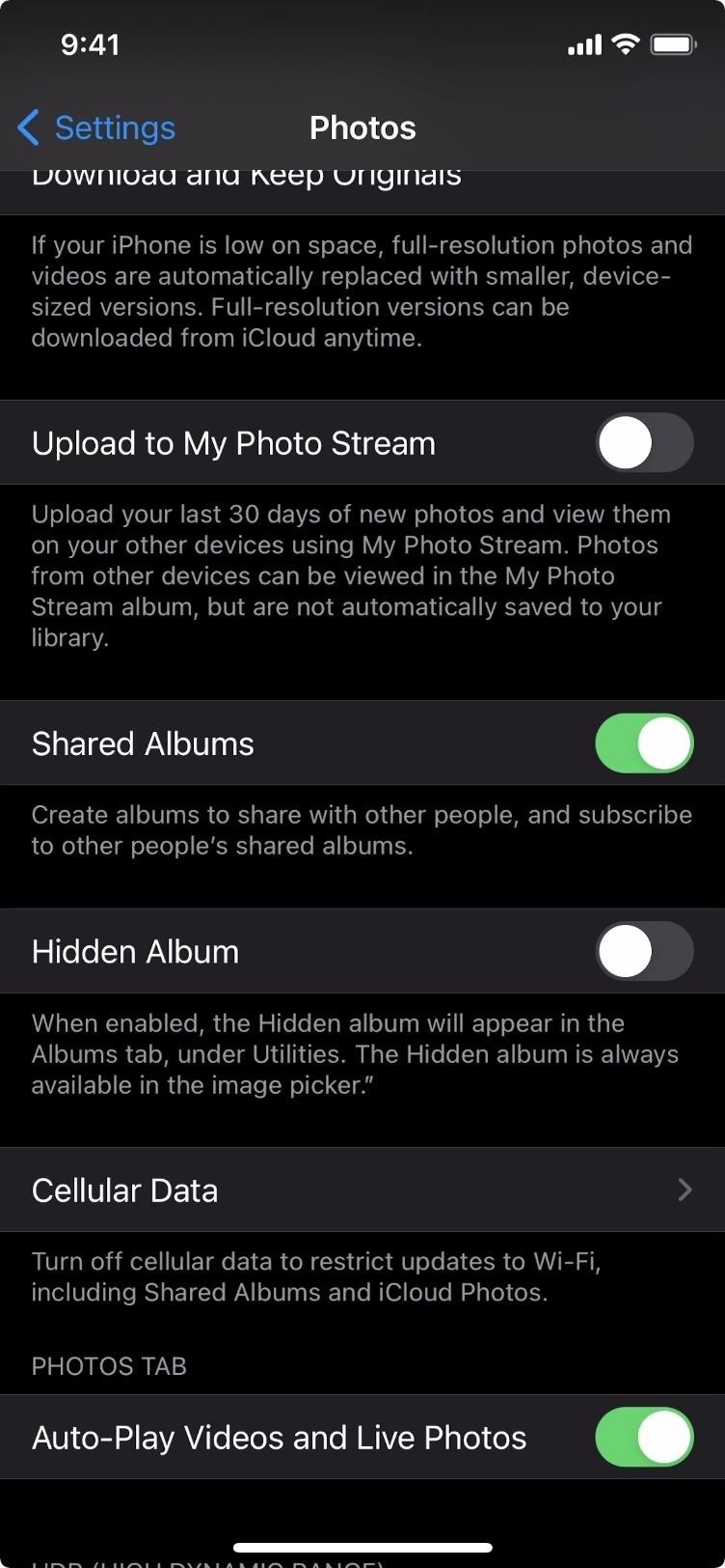 Cách ẩn hoàn toàn album Hidden khỏi ứng dụng Photos trên iOS 14