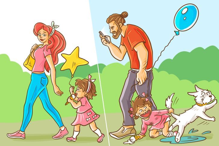 Nhấn vào ảnh để phóng to 12 bức hình cho thấy sự khác biệt trong cách dạy con của bố và mẹ