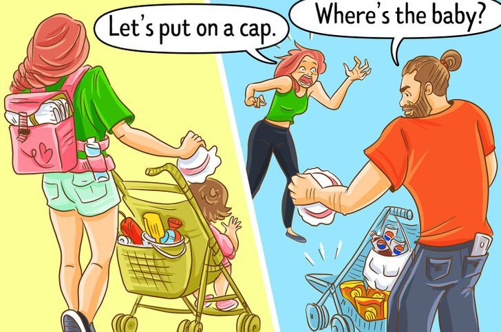 Nhấn vào ảnh để phóng to 12 bức hình cho thấy sự khác biệt trong cách dạy con của bố và mẹ