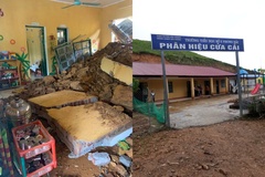 Hàng loạt trường học bị sập tường rào do mưa lớn ở Lào Cai