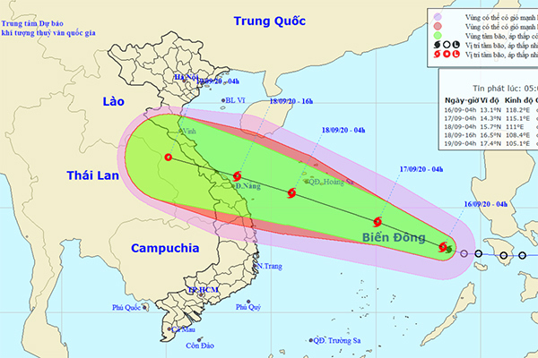 Bão số 5 liên tục tăng cấp, biển động rất mạnh