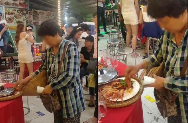 Clip người mẹ bán vé số nhặt tôm thừa ở đám cưới về cho con gây tranh cãi