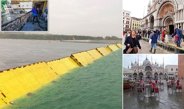 Hàng rào ngầm giúp Venice lần đầu tiên thoát ngập do triều cường